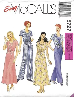 McCall's 8727 Dress & Jumpsuit W Mock Tie-Front Vest & Pockets Sz 6-10 UNCUT • $7.95