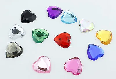 5pcs 25mm Flat Back Rhinestones Faceted Heart Face Gem Card Making Embellishment • £2.99