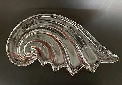 Vintage Large Mikasa Crystal Clear Glass Shell Or Wave Serving Dish / Platter  • $11