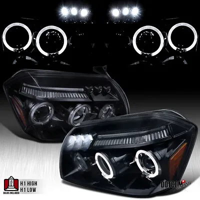 Fit 2005-2007 Dodge Magnum Black Smoke Dual LED Halo Projector Headlights Lamps • $138.99