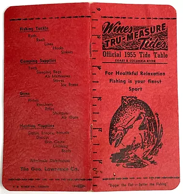 1955 OFFICIAL TIDE TABLE Vintage Pocket Booklet FISHING & CRABBING Oregon Coast • $19.99