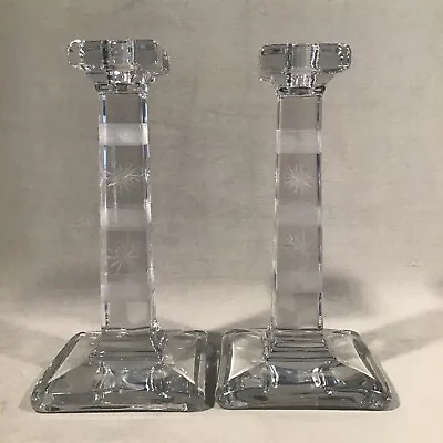 PV08161 Vintage Clear Crystal Square 8  Pillar Candle STAR & LINE (BAR) Cut -2pc • $16