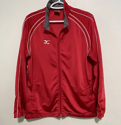 Mizuno Womens Vintage Athletic Track Jacket Sz Large Red Long Sleeve Zip Up Y2K • $8.95