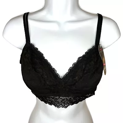 L NEW Maidenform Black Lace Brakette Large 12 14 Stretch Adjustable Straps • $10.99