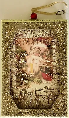Victorian Postcard Styl Christmas Santa Claus Shadowbox Tree Ornament Decoration • $11.99