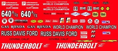 Gas Rhonda 1964 Ford Thunderbolt Russ Davis Ford 1/18th Scale  Decals DRag • $15