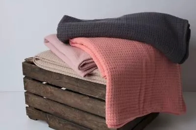 £20.99 • Buy Cotton Honeycomb Waffle Blanket Sofa Bed Throw Over Bedspread 70 X90  90 X100 