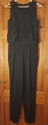 Brand New Black Lace Long Catsuit Playsuit Jumpsuit Warehouse Size 10 • £5.99