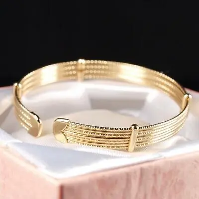 9K Gold Filled Girl Ladies 7mm Open Bangle 54mm Birthday Xmas Party Gift B316M • £8.49