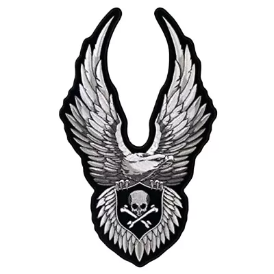 Up Wing Eagle & Skull Jacket Vest Biker Back Patch - 7 X 11 Inch Iron On • $16.99