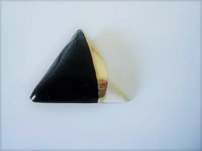 Monet Small Gold Tone Black And Cream Enamel Triangle Pin Brooch 1 1/8 In. • $5