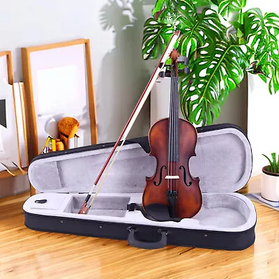 Retro 4/4 Full Size Matte Classic Solid Wood Violin Set With Electronic Tuner • $78.95