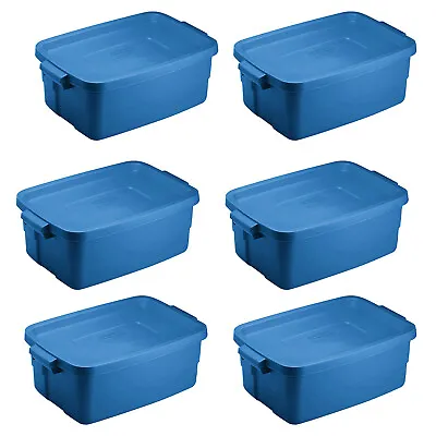 Rubbermaid Roughneck Tote 3 Gallon Storage Container Heritage Blue (6 Pack) • $51.29