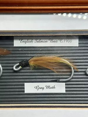 Vintage English Salmon Fly Bait Fishing March Brown Grey Moth & Yellow Chinille • $24