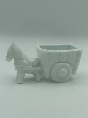 Vintage Milk Glass Donkey Horse Drawn Cart Candy Dish Or Ashtray Planter • $23.95