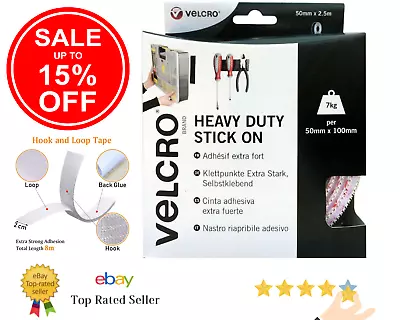 VELCRO® Brand Heavy Duty Stick On Self Adhesive Tape 50mm/20mm White & Black • £1.99