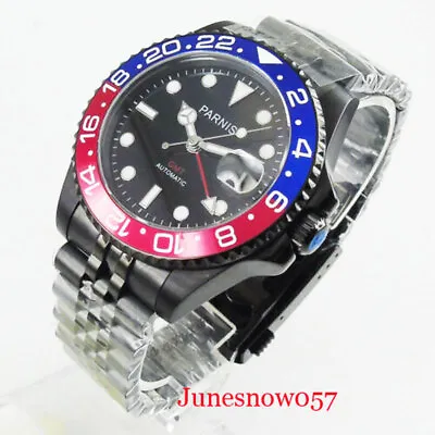 $88.97 • Buy 40mm PARNIS PVD Coated Case Sapphire Glass Date GMT Function Automatic Watch