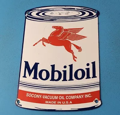 Vintage Mobil Oil Porcelain Gasoline Service Station Pump Pegasus Quart Can Sign • $137.37