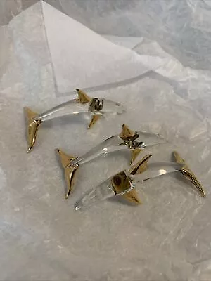 Vintage Mid Century Murano Venetian Gilt Glass Dolphin Sculpture Figurines • $30