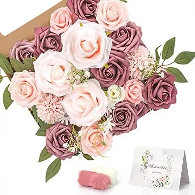 Dusty Rose Flowers - Pink Rose Artificial Flowers For Decoration Silk Flowers... • $24.22