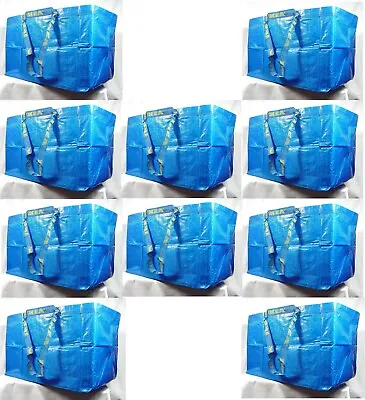 IKEA 10 X LARGE BLUE BAGS Shopping Bag Laundry Storage Travel Tote FRAKTA • $24.29