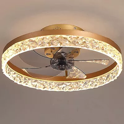 Indoor Modern Flush Mount Ceiling Fan W/ Lights 3 Color Change For Bedroom • $77.99