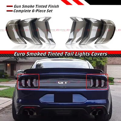 For 2018-2023 Ford Mustang Smoke Tinted Euro Tail Light Lamp Lens Bezel Covers • $44.99