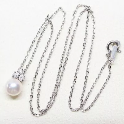 Mikimoto Akoya Pearl Diamond Necklace K18 Ladies Pendant Jewelry Accessory • $648.90