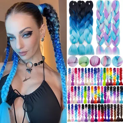 24  Braiding Ombre Rainbow Jumbo Braids Hair Extensions Synthetic Ombre Rainbow • £4.89