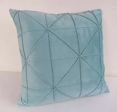 LARGE 60CM EURO Pale Teal Softest Velvet Pinch Pleated Bed Lounge Cushion Cover • $19.80
