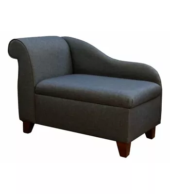 41  Storage Chaise Longue In A Dark Grey Sawana Fabric With Hardwood Legs  • £346.68