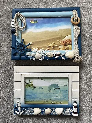 2 X 3D Nautical Seaside Wooden Photo Picture Frames Beach Hut/ Holiday Home Art • £9.50