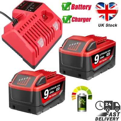 Battery /Charger For Milwaukee M18 Li-Ion XC 9.0Ah Extended Capacity 48-11-1860 • £21.92