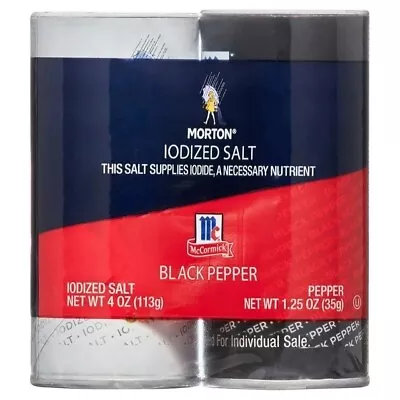 Morton Salt Iodized Salt & McCormick Black Pepper 5.25 Oz Shaker Set • $4