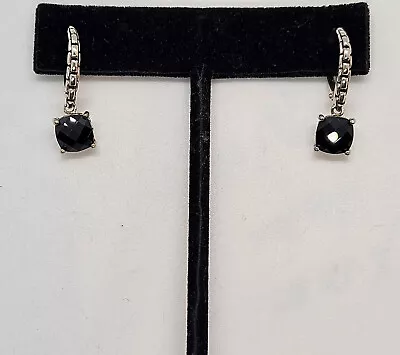 JAI John Hardy Sterling Silver Box Chain Black Spinel  Drop Lever Back Earrings • $124.95