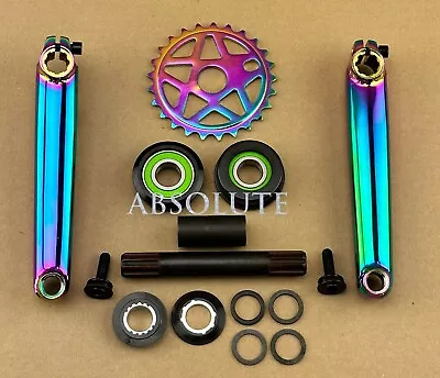 Oil Slick Bicycle Bmx 3piece Chromoly Crank Set W/19mm Sealed Bearing +chainring • $144.79