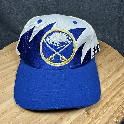 Vintage Buffalo Sabres Logo Athletic Sharktooth Snapback Hockey Hat • $149.99