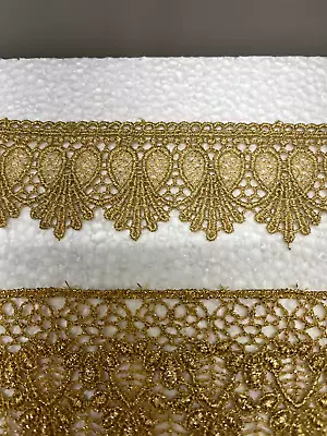 NEW Metallic Venice Venise Lace Trim - Color: GOLD - Varios Sizes & Lenghts • $9.99