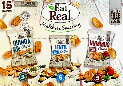 Eat Real Healthier Snaking Quinoa Lentil Hummus Vegan Chips (28g X 15 Packs) • £15.99