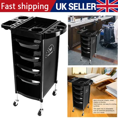 4 Drawers Rolling Storage Cart Plastic Mobile Utility Salon Hairdresser Trolley • £39.99