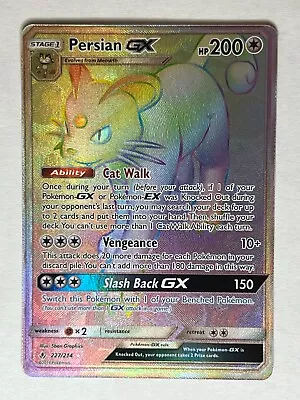 Persian GX  227/214 Rainbow Secret Rare Holo Unbroken Bonds Pokémon TCG NM • $8.50