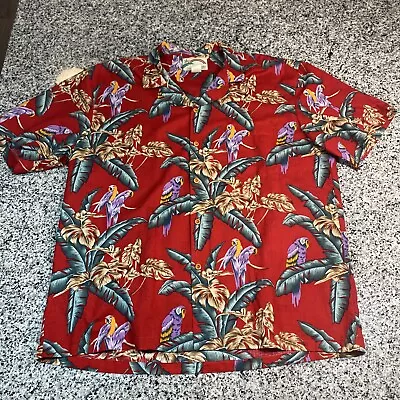Paradise Found Hawaii Magnum PI Parrot Button Up Hawaiian Shirt XL  Vintage • $49.88