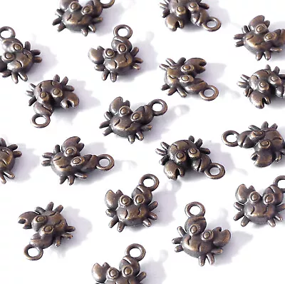 18 X Mini 3d Crab Charms Pendants 12mm X 11mm Bronze Tone Metal Jewellery Craft • £1.99