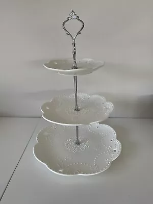 White 3 Tier Bone China Cake Stand • $37.99