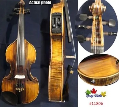 Baroque Style Song Solid Wood 5 Strings Electric Violin 4/4 +Acoustic Violin • $199