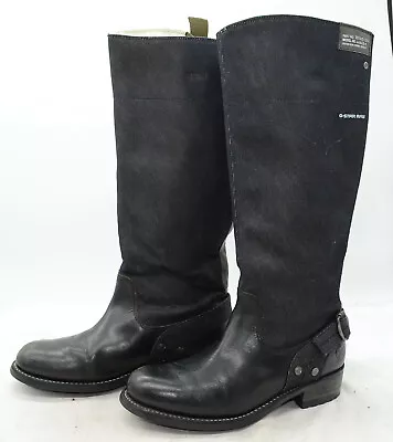 G-Star Raw Women's Patton Cinch Hi Leather Canvas Knee High Riding Boots Sz 7 • $79.99