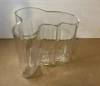 IITTALA ALVAR AALTO 6.25  Clear Glass Asymmetrical Vase - Finland - EUC • $84.99