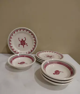 Pipestone Ancient Mimbreno Santa Fe Dining Car Bread & Butter(4) Fruit Bowls(4) • $120