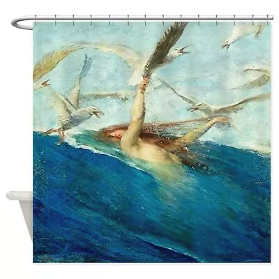 CafePress Vintage Mermaid Seagulls Shower Curtain (792804297) • $73.99