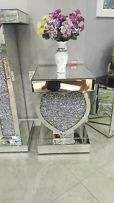 £189.99 • Buy Mirrored Crushed Crystal Diamond Pedestal Table Heart Shape End Table Lamp Table